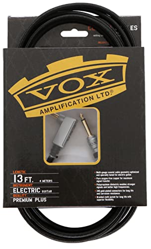 Vox VBC-13BK - Cable para guitarra (calidad profesional, clase A, 4 m, conectores dorados), color negro