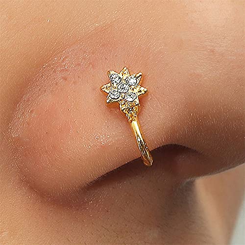 VX COUTURE - Piercing falso con clip para la nariz para mujeres y niñas, G-230 Silver, Metal no precioso, vidrio aventurina,