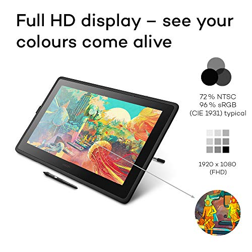 Wacom Cintiq 22 DTK2260K0A - Monitor Interactivo Creativo, Soporte Regulable,1920 x 1080 Full HD, Lápiz Digital Wacom Pro Pen 2, Compatible con Windows y Mac
