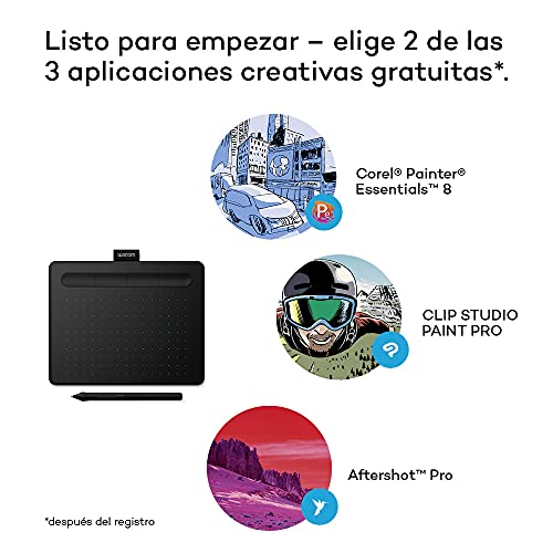Wacom Intuos Medium Tableta Gráfica Bluetooth - tablet para dibujar, pintar, editar fotos con lápiz sensible a la presión negro - óptima para la educación en línea y el teletrabajo