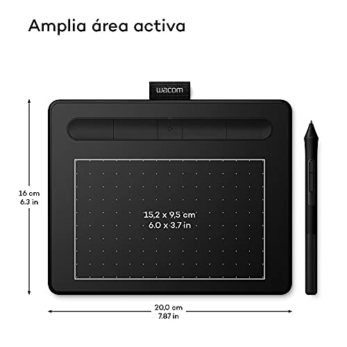 Wacom Intuos Medium Tableta Gráfica Bluetooth - tablet para dibujar, pintar, editar fotos con lápiz sensible a la presión negro - óptima para la educación en línea y el teletrabajo