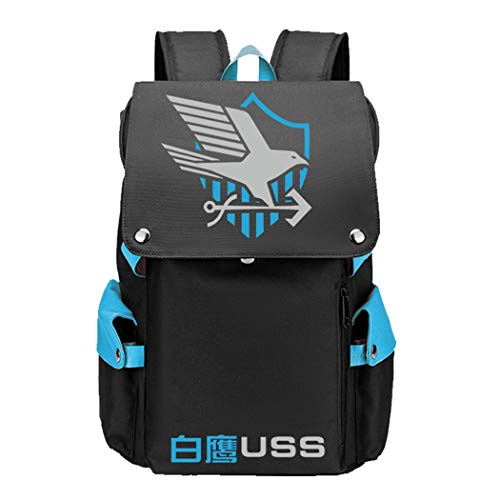 WANHONGYUE Azur Lane Juego Cosplay Backpack Rucksack Mochilas Escolar Bolsa de Escuela Mochila para Portátil 15.6 Pulgadas Azul / 2