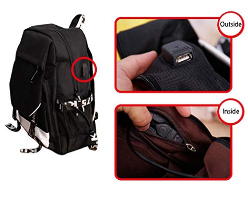 WANHONGYUE Steins Gate Juego Backpack Mochila para Portátil de 16 Pulgadas con Puerto de Carga USB Negro / 5