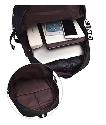WANHONGYUE Steins Gate Juego Backpack Mochila para Portátil de 16 Pulgadas con Puerto de Carga USB Negro / 5