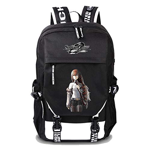 WANHONGYUE Steins Gate Juego Backpack Mochila para Portátil de 16 Pulgadas con Puerto de Carga USB Negro / 5