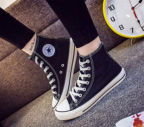 WANHONGYUE Steins Gate Juego Zapatillas Altas Zapatos de Lona con Cordones Zapatillas de Deporte Sneakers Unisex Adulto 37 EU Negro / 1