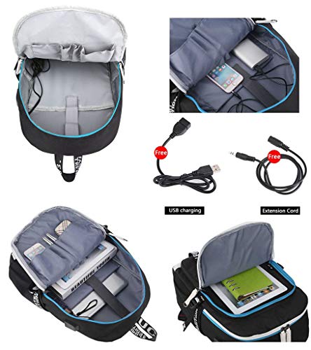 WANHONGYUE YO-Kai Watch PuniPuni Juego Bolsa de Estudiante Mochila para Portátil con Puerto de Carga USB y Conector para Auriculares /4