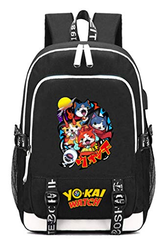 WANHONGYUE YO-Kai Watch PuniPuni Juego Bolsa de Estudiante Mochila para Portátil con Puerto de Carga USB y Conector para Auriculares /4