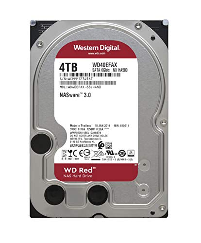 WD Red 4TB Disco duro interno NAS 3.5" - 5400 RPM, SATA 6 Gb/s, SMR, 256MB Cache – WD40EFAX