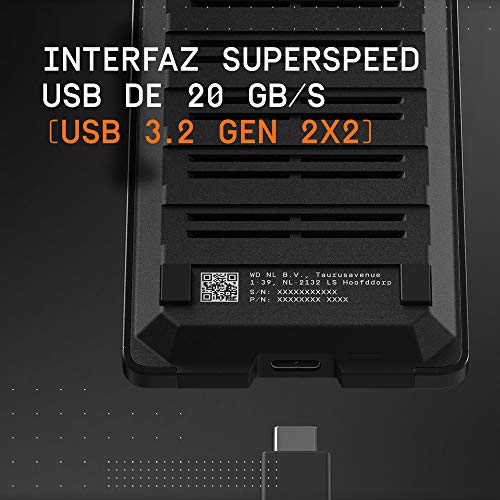 WD_BLACK P50 Game Drive de 1 TB - Velocidades SSD NVMe hasta 2000MB/s - Funciona con PC/Mac y PlayStation
