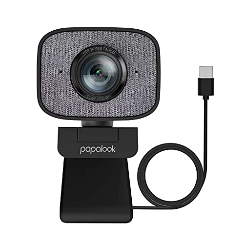 Webcam 2K HDR, papalook PA930 1080P 60FPS Cámara Web con Micrófonos Duales, Cámara de Enfoque Fijo de 90° con Cubierta de Privacidad y Trípode, para Youtube, Gaming Twitch, Compatible con PC/Mac