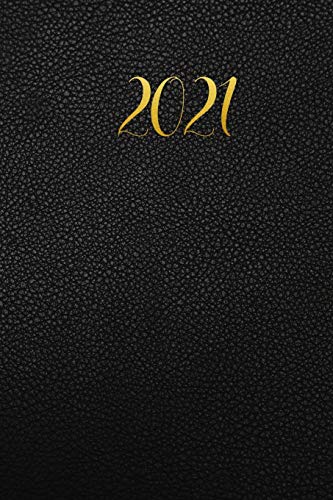 Weekly Planner: Black Leather Print with Gold Lettering 1 Year, 2021 Weekly Planner, Weekly Pages , Calendars, Year Overview, Special Dates, Goal Setting