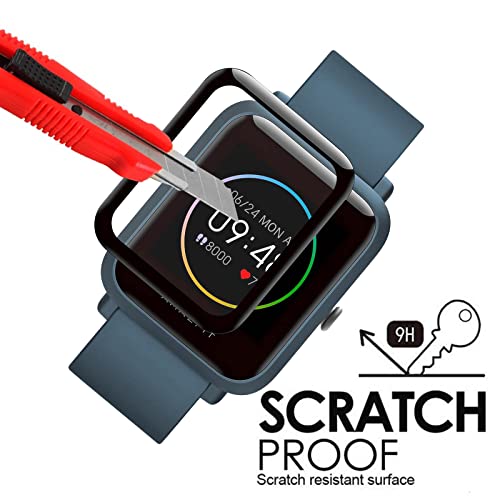 Weideworld [3 Pack] Protector de Pantalla para Amazfit Bip S/Amazfit Bip S Lite, Resistente Arañazos Película Cobertura Completa,Negro