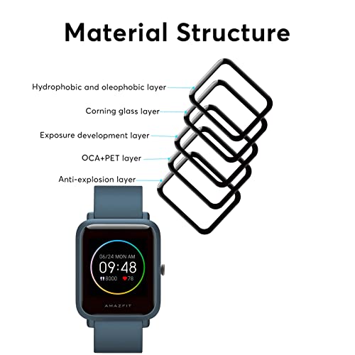 Weideworld [3 Pack] Protector de Pantalla para Amazfit Bip S/Amazfit Bip S Lite, Resistente Arañazos Película Cobertura Completa,Negro