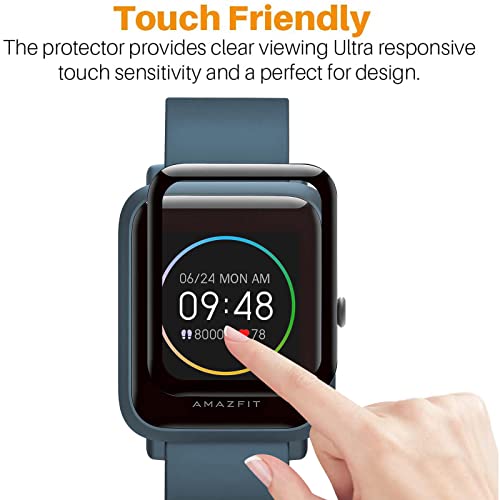 Weideworld [3 Pack] Protector de Pantalla para Amazfit Bip S/Amazfit Bip S Lite, Resistente Arañazos Película Cobertura Completa,Negro
