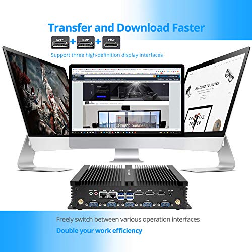 WEIDIAN Mini PC Fanless Industrial PC de Escritorio Intel Core i5 8250U Intel HD Graphics 620 LAN WiFi BT 4.0 COM 4K Salida LPT HDMI DP y EDP Gaming PC Windows 10 Pro(8G+128G SSD)