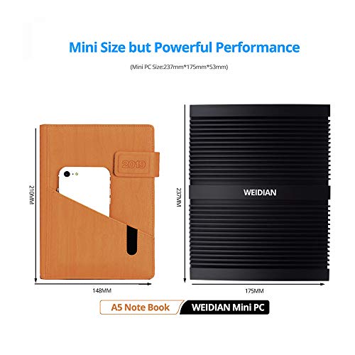 WEIDIAN Mini PC Fanless Industrial PC de Escritorio Intel Core i5 8250U Intel HD Graphics 620 LAN WiFi BT 4.0 COM 4K Salida LPT HDMI DP y EDP Gaming PC Windows 10 Pro(8G+128G SSD)