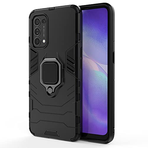 WEIOU Funda para OPPO Find X3 Lite, Anti-Rasguño Carcasa TPU Silicona y PC Shock- Absorción Bumper Caso, Protectora Case Cover con 360° Anillo Kickstand, Negro