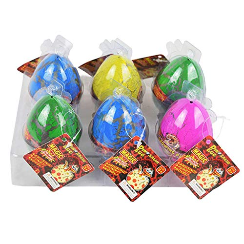 Wenosda Dino Dinosaur Dragon Eggs Hatching Growing Toy Paquete de Gran tamaño de 6 Piezas, Crack de Color