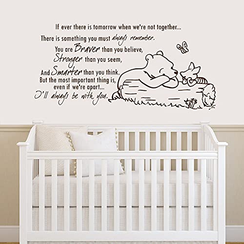 WERWN Oso de Dibujos Animados calcomanías de Pared Valiente más Fuerte e Inteligente Cita Pegatinas de Vinilo para Ventanas Dormitorio de los niños guardería decoración del hogar Letras Arte