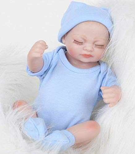 WERYU 10"Sleeping Baby Girl Reborn Baby Dolls Girl Vinilo Completo Cuerpo De Silicona Real Touch Baby Reborn Dolls Realista Muñeca Recién Nacida Realista Regalo De Cumpleaños, Rosa (Azul)