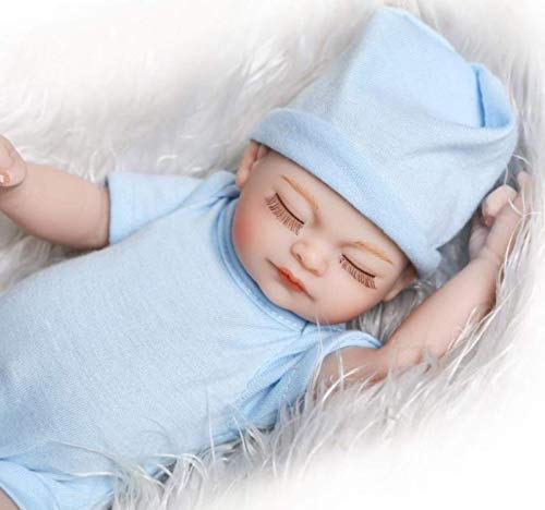 WERYU 10"Sleeping Baby Girl Reborn Baby Dolls Girl Vinilo Completo Cuerpo De Silicona Real Touch Baby Reborn Dolls Realista Muñeca Recién Nacida Realista Regalo De Cumpleaños, Rosa (Azul)