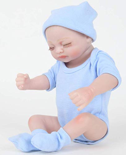 WERYU 10"Sleeping Baby Girl Reborn Baby Dolls Girl Vinilo Completo Cuerpo De Silicona Real Touch Baby Reborn Dolls Realista Muñeca Recién Nacida Realista Regalo De Cumpleaños, Rosa (Azul)