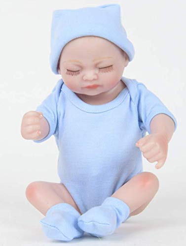 WERYU 10"Sleeping Baby Girl Reborn Baby Dolls Girl Vinilo Completo Cuerpo De Silicona Real Touch Baby Reborn Dolls Realista Muñeca Recién Nacida Realista Regalo De Cumpleaños, Rosa (Azul)