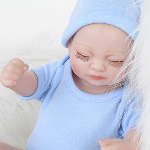 WERYU 10"Sleeping Baby Girl Reborn Baby Dolls Girl Vinilo Completo Cuerpo De Silicona Real Touch Baby Reborn Dolls Realista Muñeca Recién Nacida Realista Regalo De Cumpleaños, Rosa (Azul)