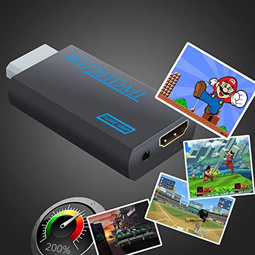 WesKimed Convertidor Wii a HDMI Adaptador Wii2HDMI Converter Wii to HDMI Conector con Salida de Video Full HD 1080p 720p y Audio de 3.5mm para Wii U Wii Smart HDTV Monitor Proyector