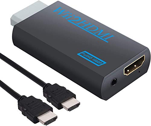WesKimed Convertidor Wii a HDMI Adaptador Wii2HDMI Converter Wii to HDMI Conector con Salida de Video Full HD 1080p 720p y Audio de 3.5mm para Wii U Wii Smart HDTV Monitor Proyector