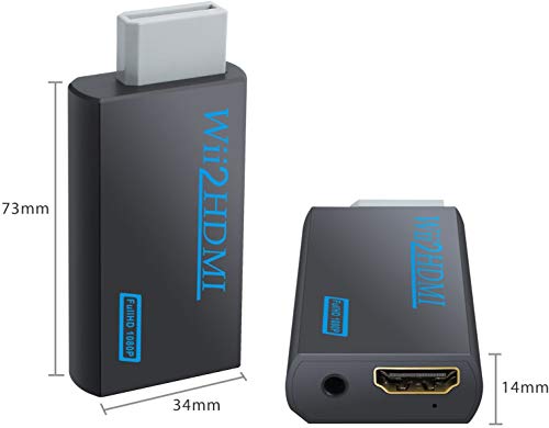 WesKimed Convertidor Wii a HDMI Adaptador Wii2HDMI Converter Wii to HDMI Conector con Salida de Video Full HD 1080p 720p y Audio de 3.5mm para Wii U Wii Smart HDTV Monitor Proyector