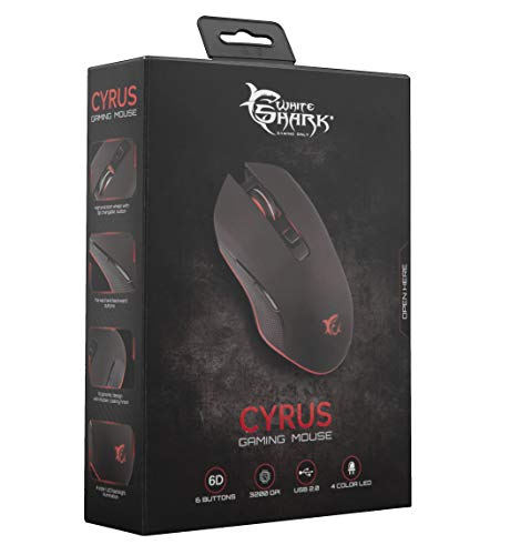 White Shark 539375 Ratón Gaming USB 3200DPI 6 Teclas Negro Cyrus GM-3001 Negro