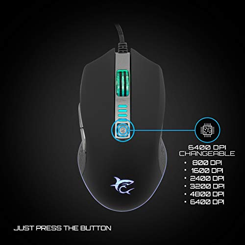 White Shark Mouse Gaming 6.400dpi GM-5002 USB RGB Octavius Nero