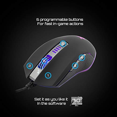 White Shark Mouse Gaming 6.400dpi GM-5002 USB RGB Octavius Nero