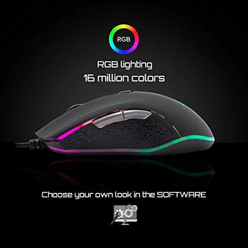 White Shark Mouse Gaming 6.400dpi GM-5002 USB RGB Octavius Nero