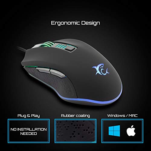 White Shark Mouse Gaming 6.400dpi GM-5002 USB RGB Octavius Nero