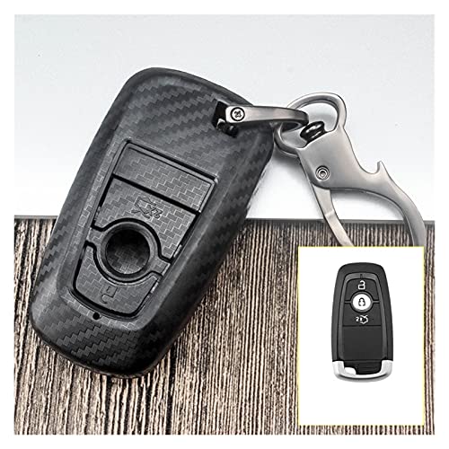 White skin Cubierta de Llave remota de la Fibra de Carbono Ajuste para Ford Fusion Mustang Explorer Raptor F-150 F-250 F-350 2017 2018 Tenedor de cáscara de Fob (Color Name : 3 Button)