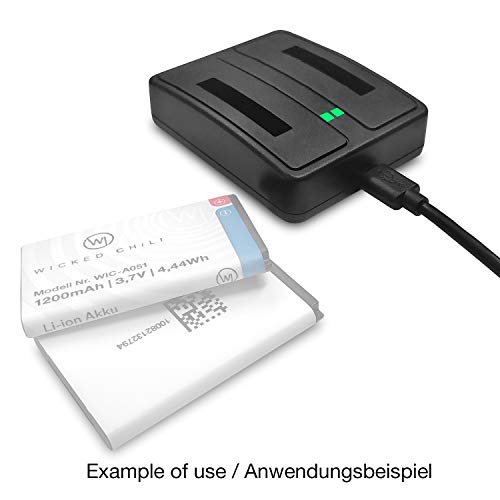 Wicked Chili Cargador Doble Compatible con TechniSat BL-5C batería para DIGITRADIO 2/S/1/S, Viola 3, Transita 200/100, RDR + Cable de Carga de 1m (estación de Carga, batería no incluida) Negro