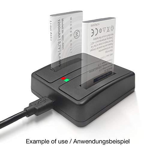 Wicked Chili Cargador Doble Compatible con TechniSat BL-5C batería para DIGITRADIO 2/S/1/S, Viola 3, Transita 200/100, RDR + Cable de Carga de 1m (estación de Carga, batería no incluida) Negro