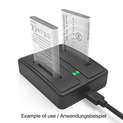 Wicked Chili Cargador Doble Compatible con TechniSat BL-5C batería para DIGITRADIO 2/S/1/S, Viola 3, Transita 200/100, RDR + Cable de Carga de 1m (estación de Carga, batería no incluida) Negro