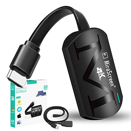 WiFi Display Dongle, Adaptador de Pantalla InaláMbrico HDMI 4K Wireless Display Receiver Soporte Miracast Airplay DLNA para Chromecast/Android/iOS/Smartphone/Monitor/Proyector/PC/TV (4K)