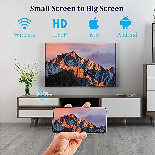 WiFi Pantalla Dongle, 1080P Display Dongle chromecast, Pantalla Mirroring ​Adaptador para iOS/Youtube/Android/Windows/Miracast/Mac OS para TV/proyector- Negr