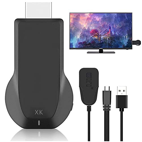 WiFi Pantalla Dongle, 1080P Display Dongle chromecast, Pantalla Mirroring ​Adaptador para iOS/Youtube/Android/Windows/Miracast/Mac OS para TV/proyector- Negr