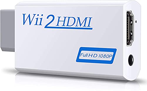 Wii a HDMI Adaptador 720P / 1080P Conversor de Video Puerto HDMI con Salida Audio 3.5mm Jack Soporta Todos los Modos de Visualización de Wii Compatible con NTSC 480i 480p PAL 576i (White)