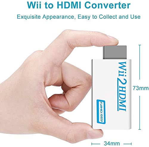 Wii a HDMI Adaptador 720P / 1080P Conversor de Video Puerto HDMI con Salida Audio 3.5mm Jack Soporta Todos los Modos de Visualización de Wii Compatible con NTSC 480i 480p PAL 576i (White)