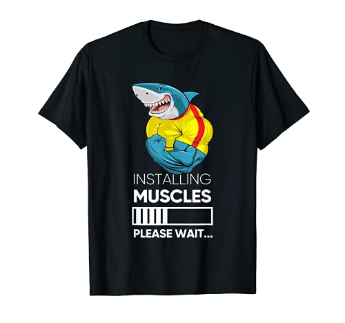 Wild Shark Loading Muscle In Gym Novelty Graphic Designs Camiseta