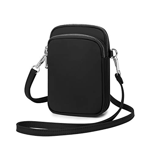 Wind Took Mini Bolso para Movil Bandolera Mujer Bolso Pequeño Bolso Monedero Movil Mujer Celular Cruzado Bolsa De Tarjeta Bancaria Crossbody 11x 5 x 17cm Negro