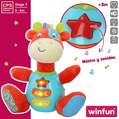winfun - Peluche luces y sonidos, Peluche musical, Primera infancia, Juguetes interactivos musicales, Peluche interactivo Jirafa Juguetes bebé 6 meses, Peluche bebé, Jirafa peluche (85177)