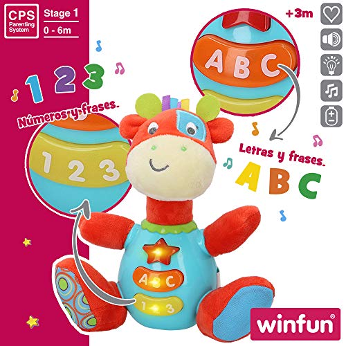 winfun - Peluche luces y sonidos, Peluche musical, Primera infancia, Juguetes interactivos musicales, Peluche interactivo Jirafa Juguetes bebé 6 meses, Peluche bebé, Jirafa peluche (85177)